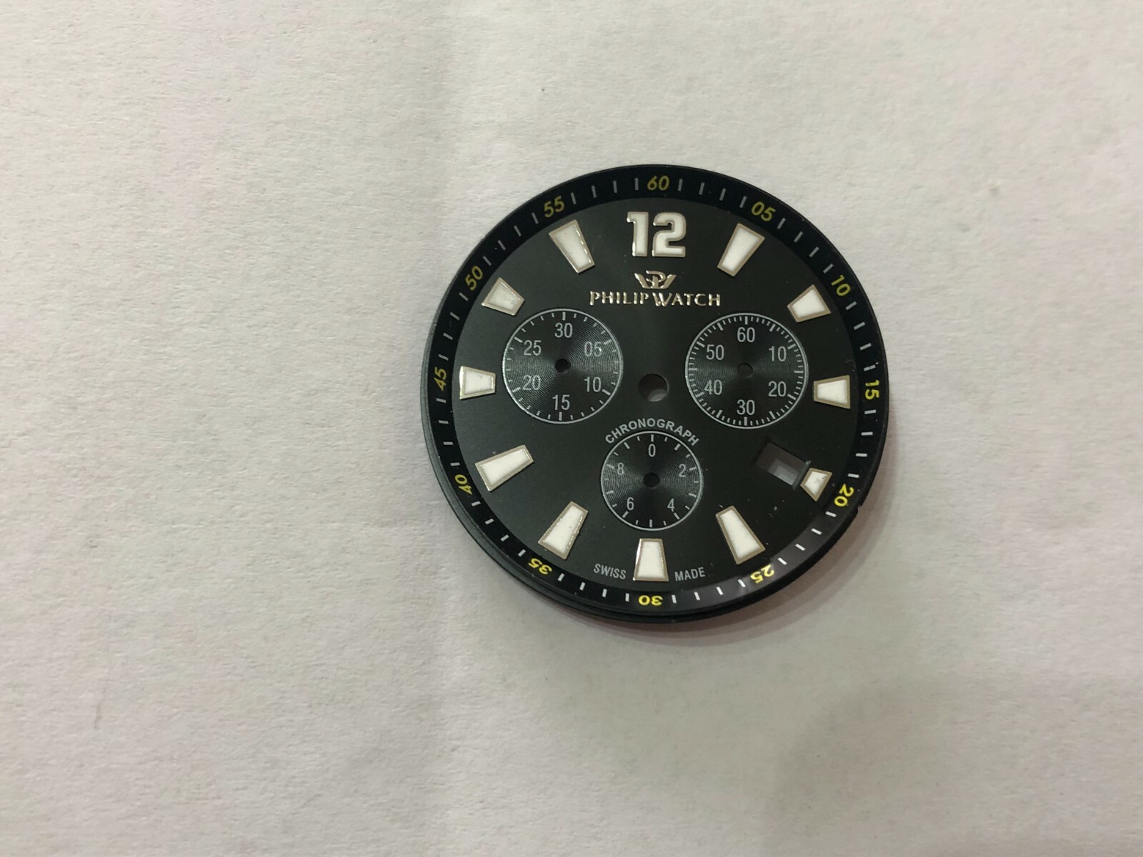 SPARE PARTS ACCESSORY PHILIP WATCH CARIBE BLACK CHRONO WATCH DIAL.