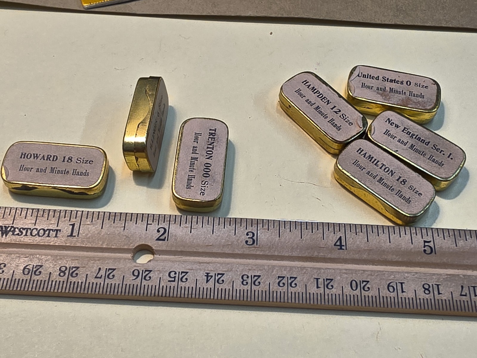 Lot Of 8 Empty Pocket Watch Hands Parts Tins Boxes Storage Containers