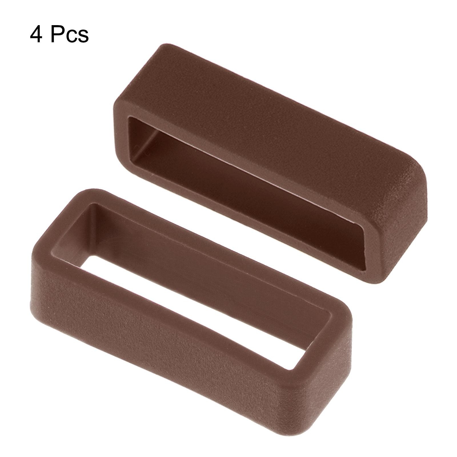 Watch Band Strap Loops Silicone for 22mm Width Watch Band, Brown 4 Pcs