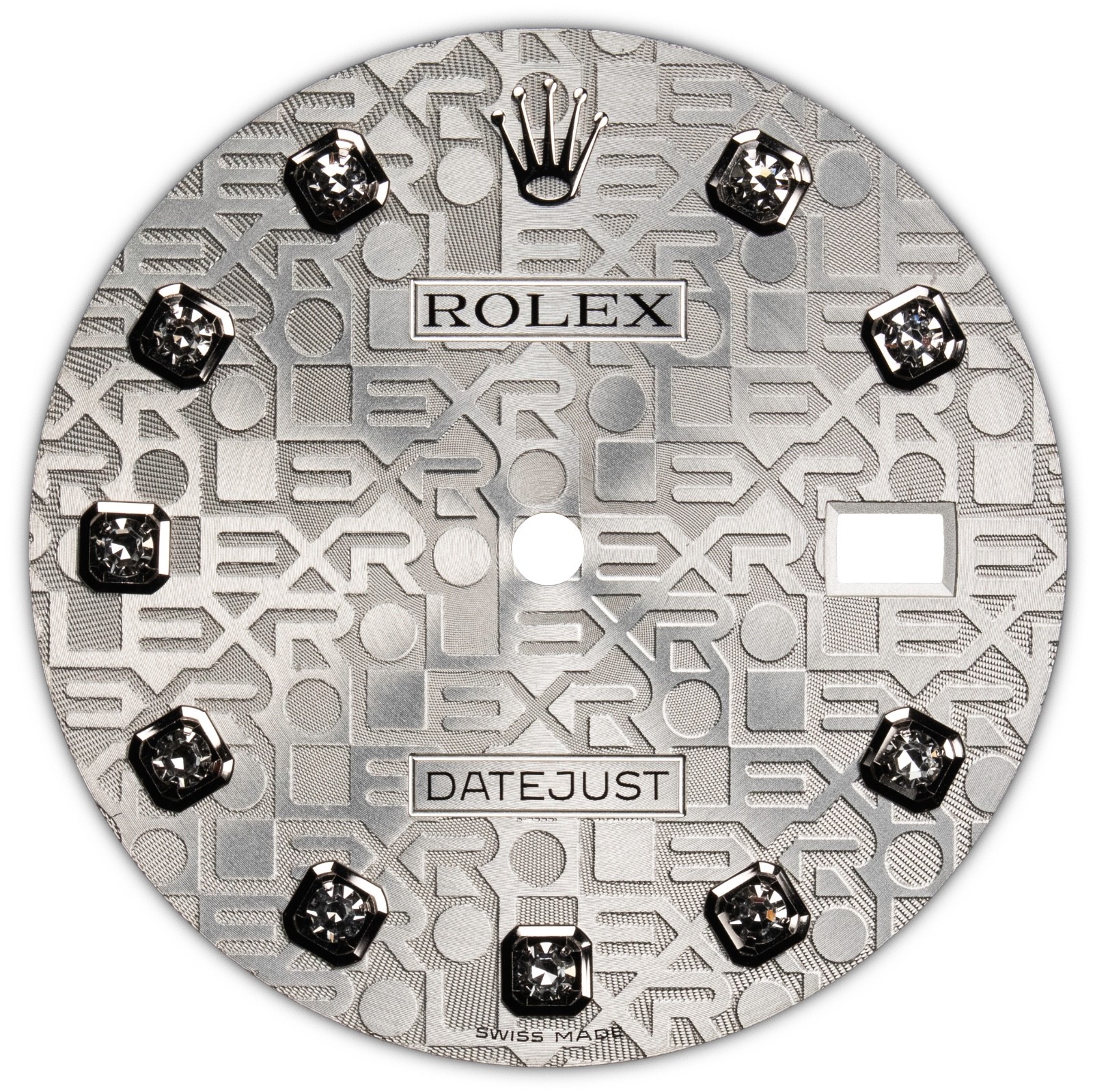 Rolex Datejust Silver Dial with factory set diamonds 116234 – Anniversary Dial