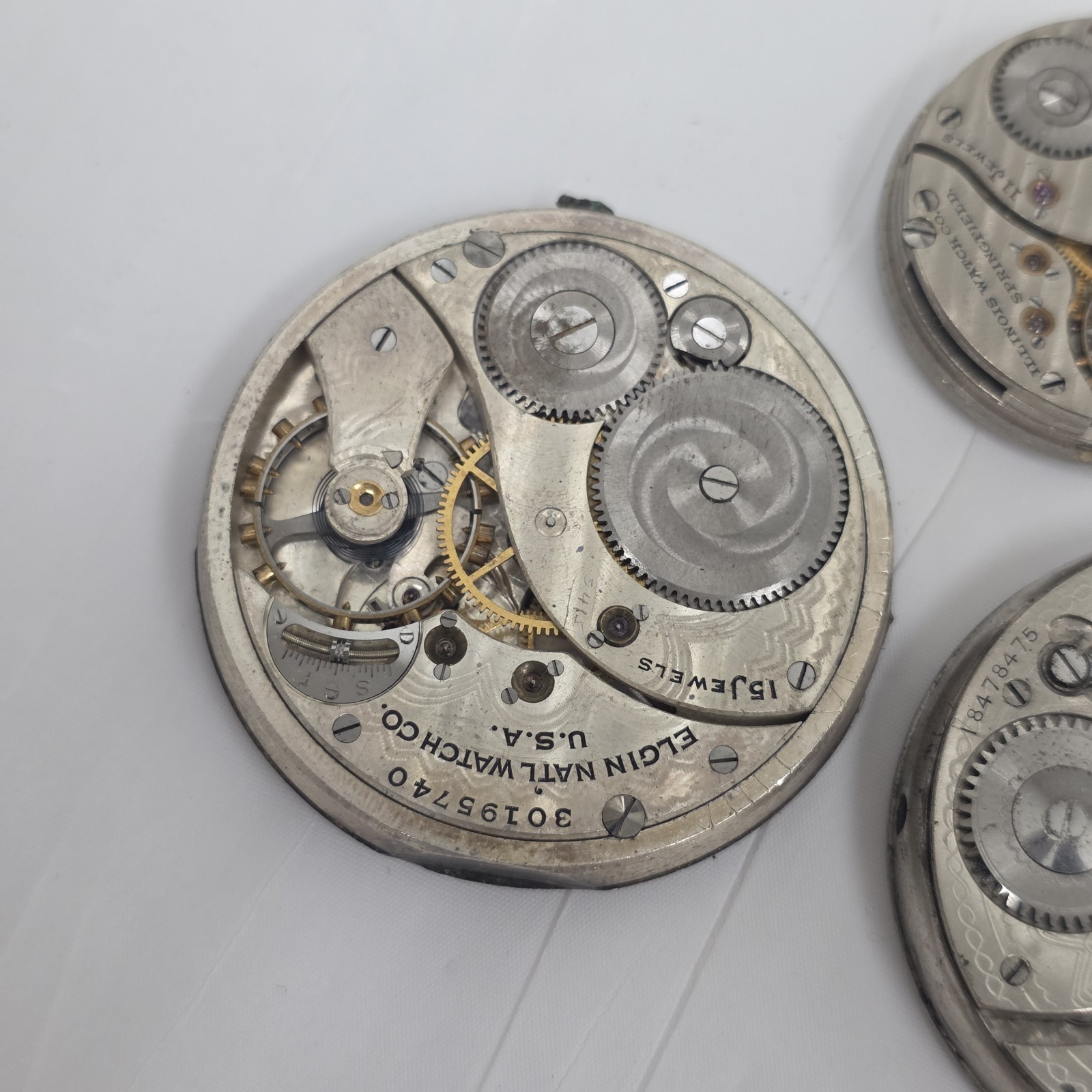 Pocket Watch Variety Movement Mechanical Watch Lot AS-IS Waltham Elgin Illinois