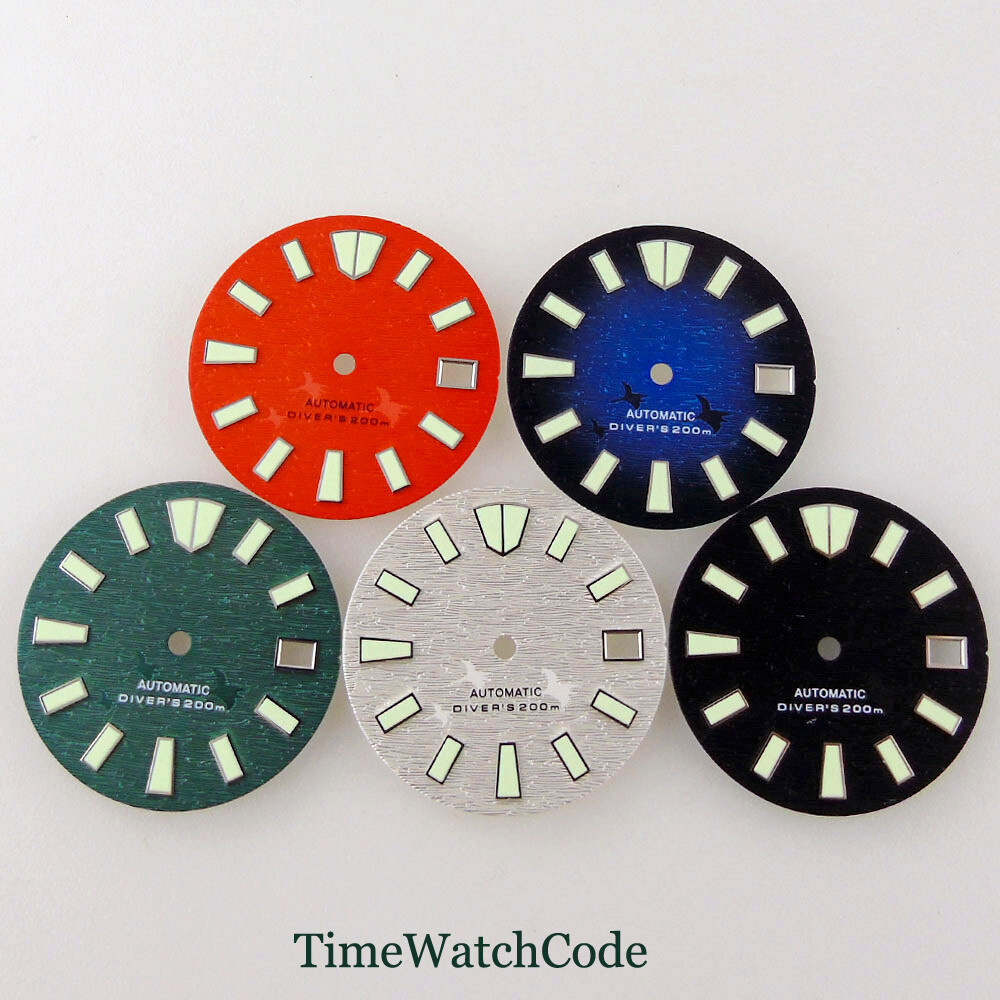 29mm Watch Dial Face Fit for NH35 NH36 Movement 3H 3.8H 4.1H Crown Green Lume