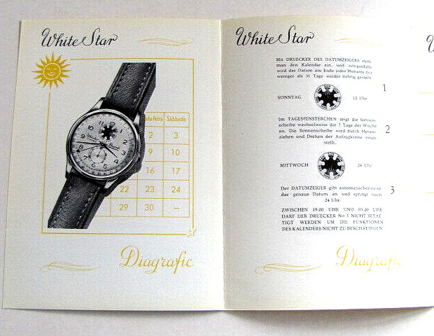 Diagrafic White Star, with VENUS movement handwinding. NOS, swiss made. RAR!!