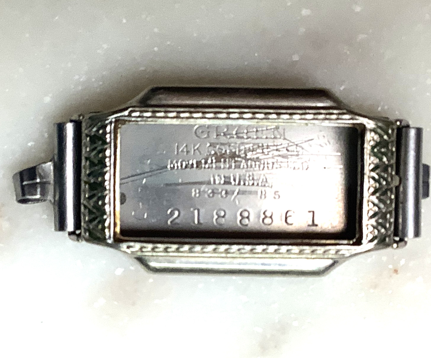 Vintage Gruen Watch Case 14K Gold Filled Etched Serial Number 2188861