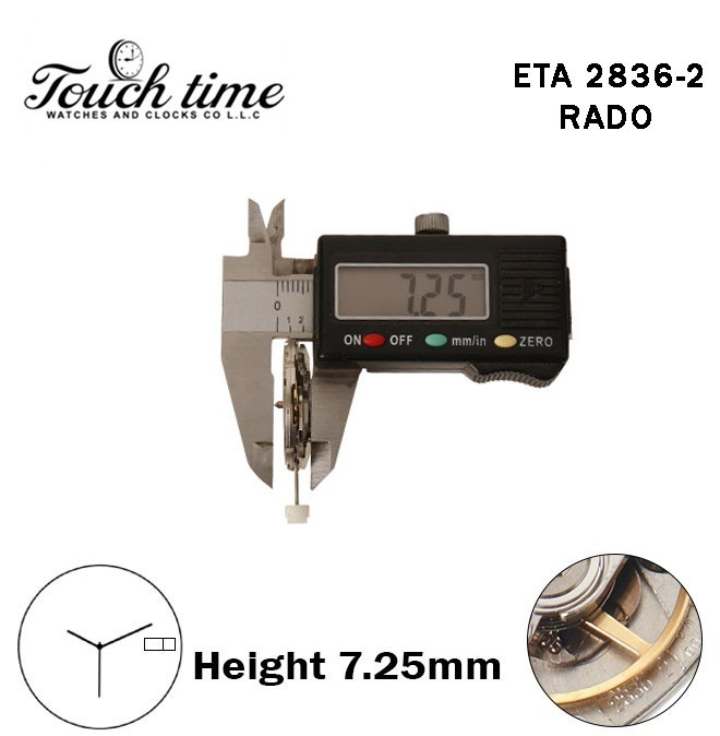 ETA 2836-2-RADO-Swiss Movement-White AR/EN Day/Date Disk At 3-H:7.25mm-3 Hands