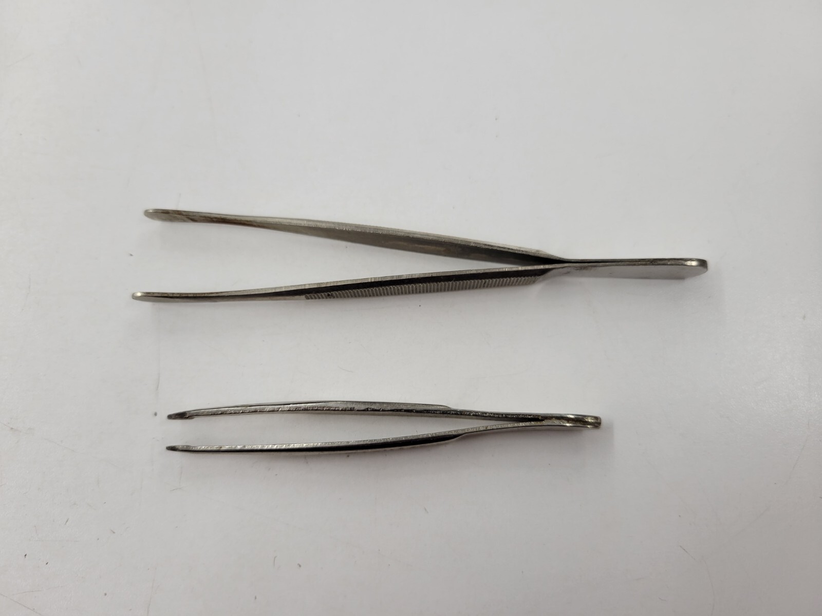 Vintage Lot Of Two Chrome Metal Tweezers. 1 Lacross 1 Unbranded