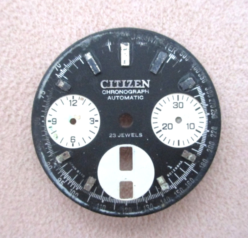 Citizen Bullhead Chronograph Dial, missing 1 foot, for parts