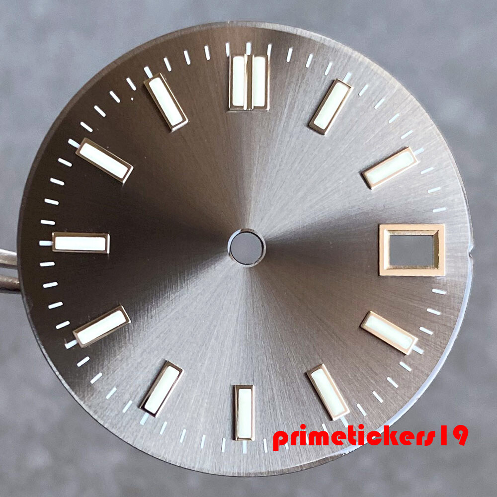 28.5mm Grey Sunburst Watch Dial Face Date Hands Set Lume Fit NH35 Automatic Movt