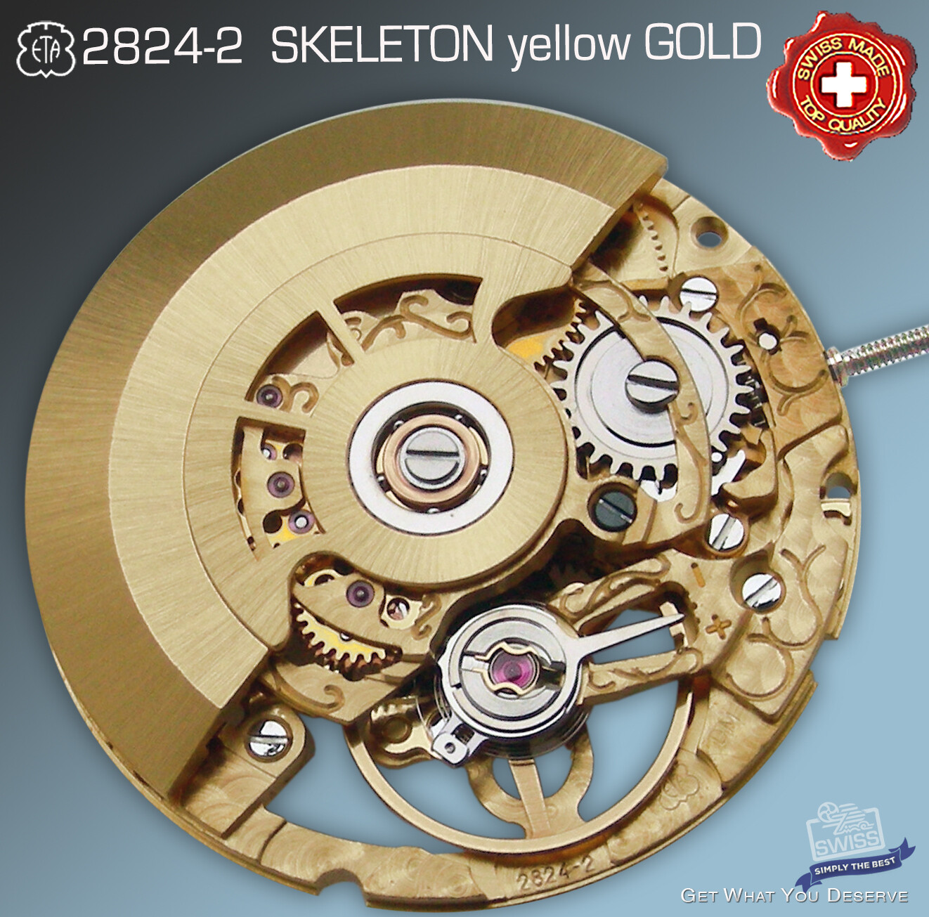 MOVEMENT ETA 2824-2 AUTOMATIC, SKELETON BEAUTY, YELLOW GOLD