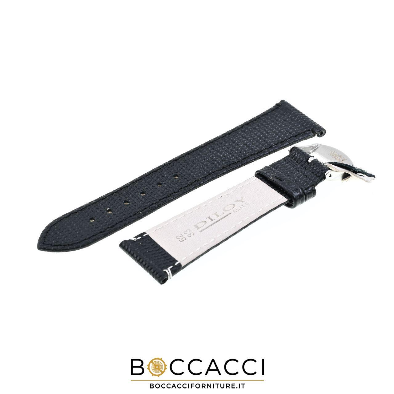DILOY 18mm Black Leather Lizard Print Unpadded Strap (NEW)