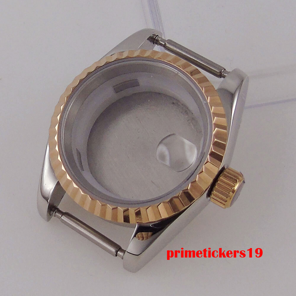 26mm Two Tone Watch Case for NH05 Lady Wristwatch Parts Rose Gold Bezel Sapphire