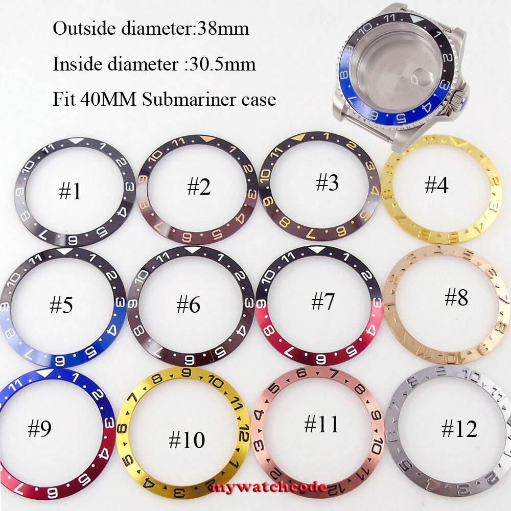 38mm Black Silve Coffee Ceramic Bezel Insert For 40mm Sub SKX 007 Mens Watch