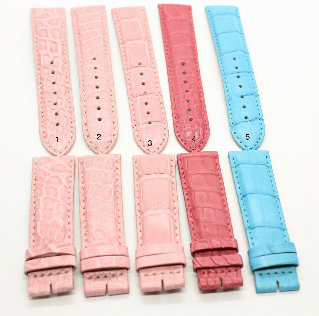 New Genuine Alligator Leather Band Pink , Blue 20 mm x 18 Crocodile Strap