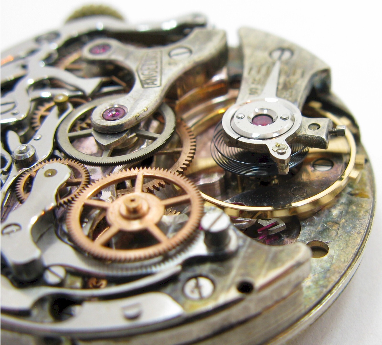 Angelus chronograph 215 watch 17 j. movement in working order for project parts