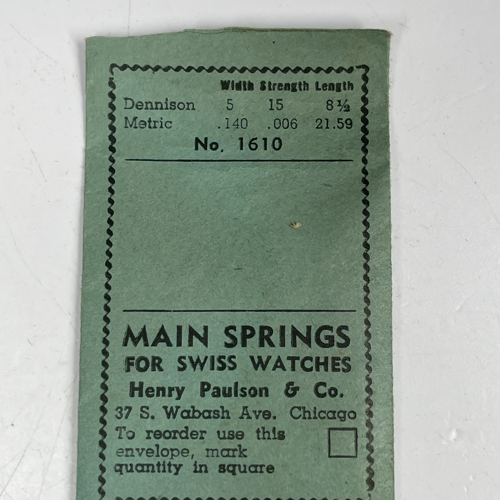 Henry Paulson Mainspring #1610 For Swiss Watches 5-15-8 1/2