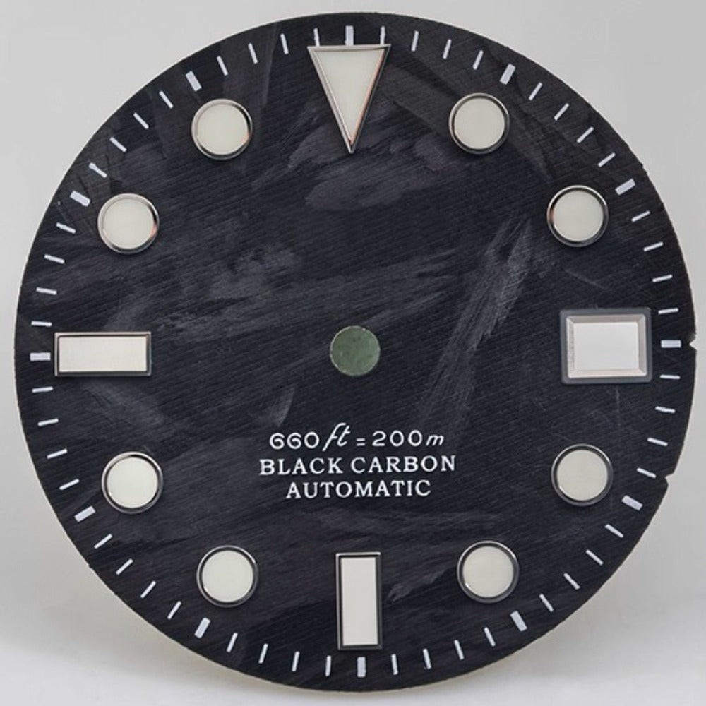 Triangle Nail 28.5mm Carbon Fiber Black+grey Watch Dial for NH34/35 with Lume