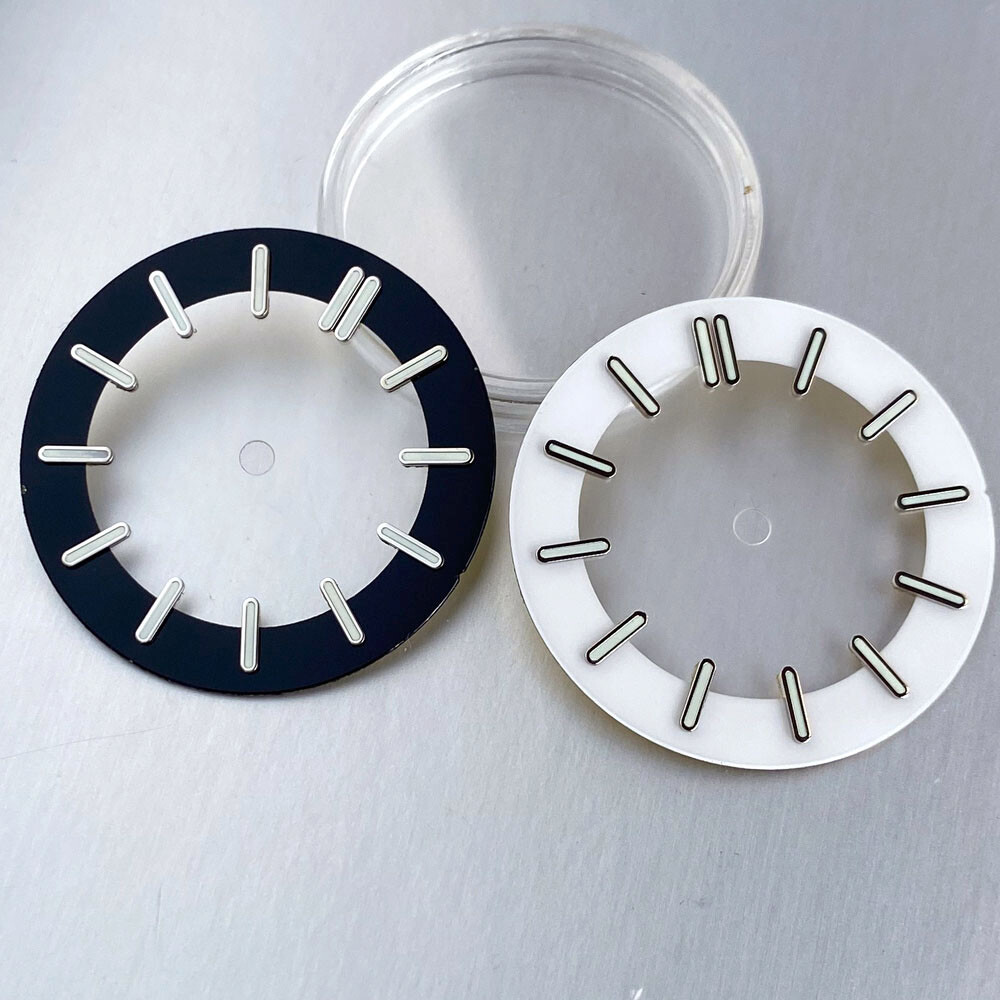 Black White 29mm Watch Dial for NH70 NH72 NH35 Movement Skeleton Hollow Dial