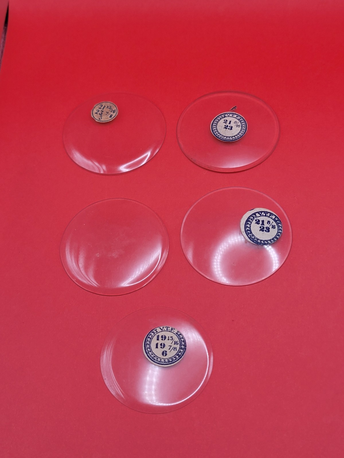 5 Vintage Antique Pocket Watch Crystal Lot of Sizes 45mm – 49mm LT3