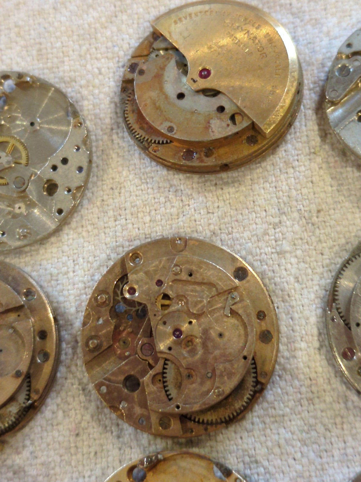 Lot Of 21 Assorted USA DRP Vintage Watch Movement Parts For Repair. See Pictures