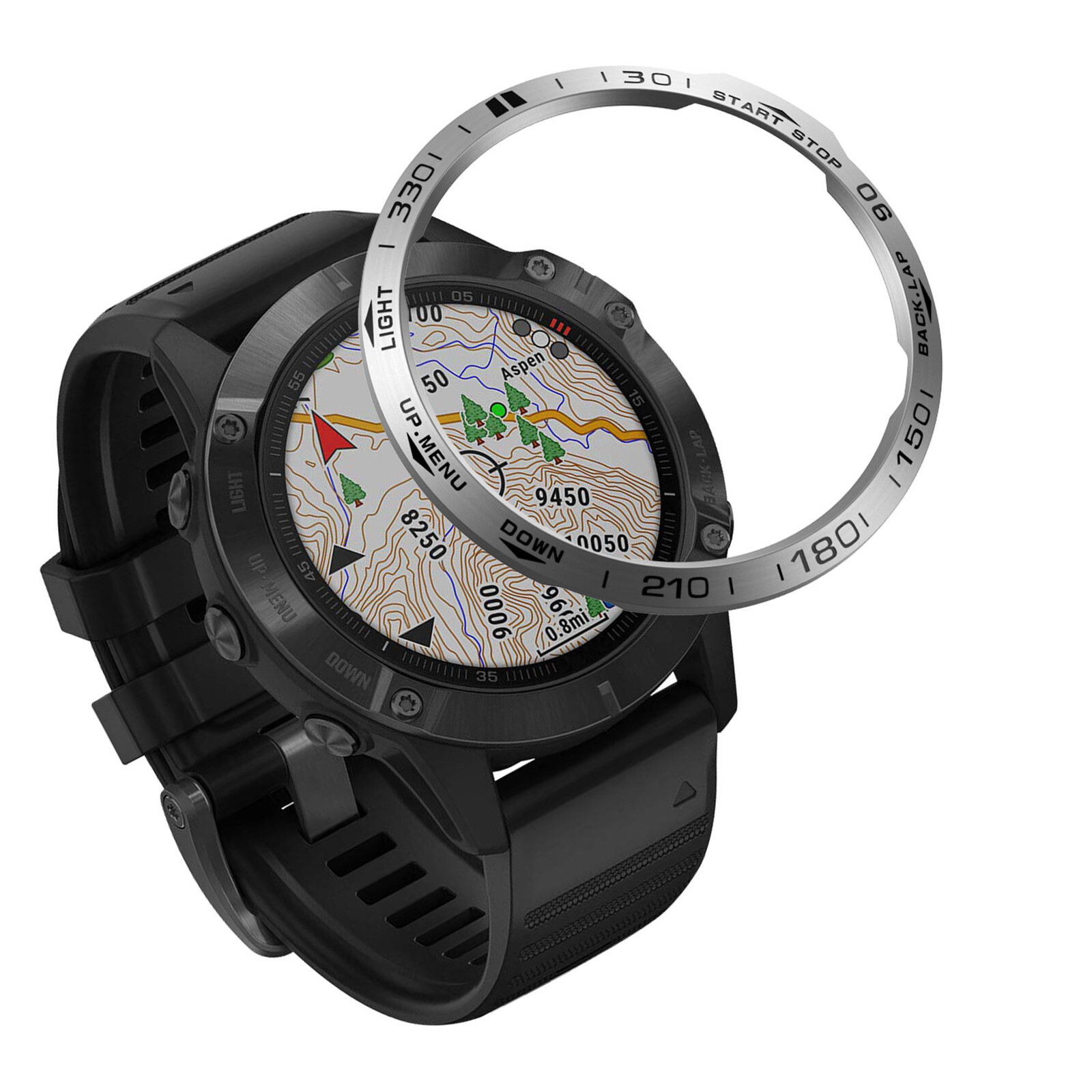 Stainless Steel Bezel Ring Adhesive Cover Skin for Garmin Fenix6/Pro/Sapphire