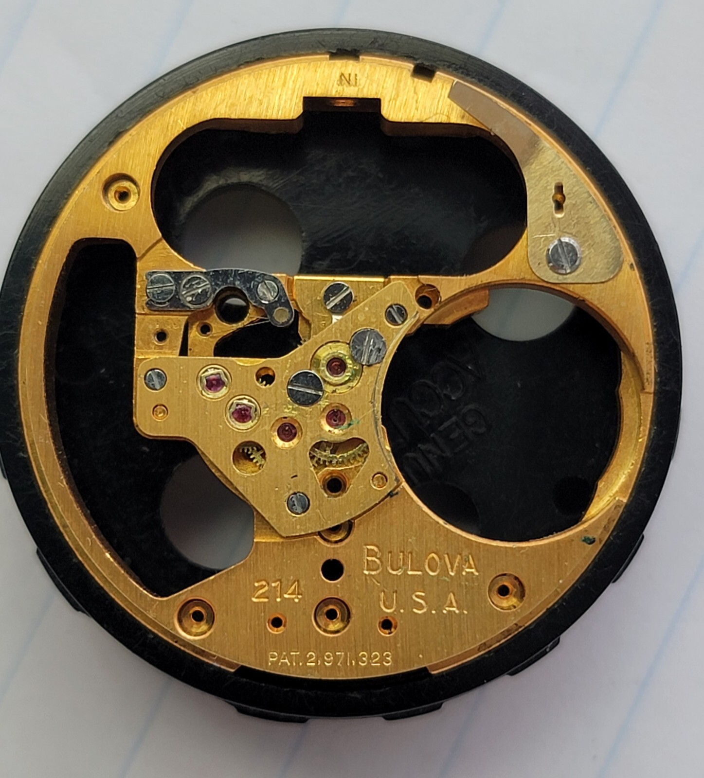 Bulova Accutron 214 Part #709 Movement Pillar Plate USA N1 1971 (‘BB’)