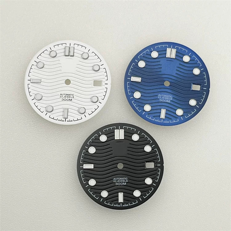 31mm Water Ripples Watch Dial Blue Luminous For Nh35 Movement Watch Accessories