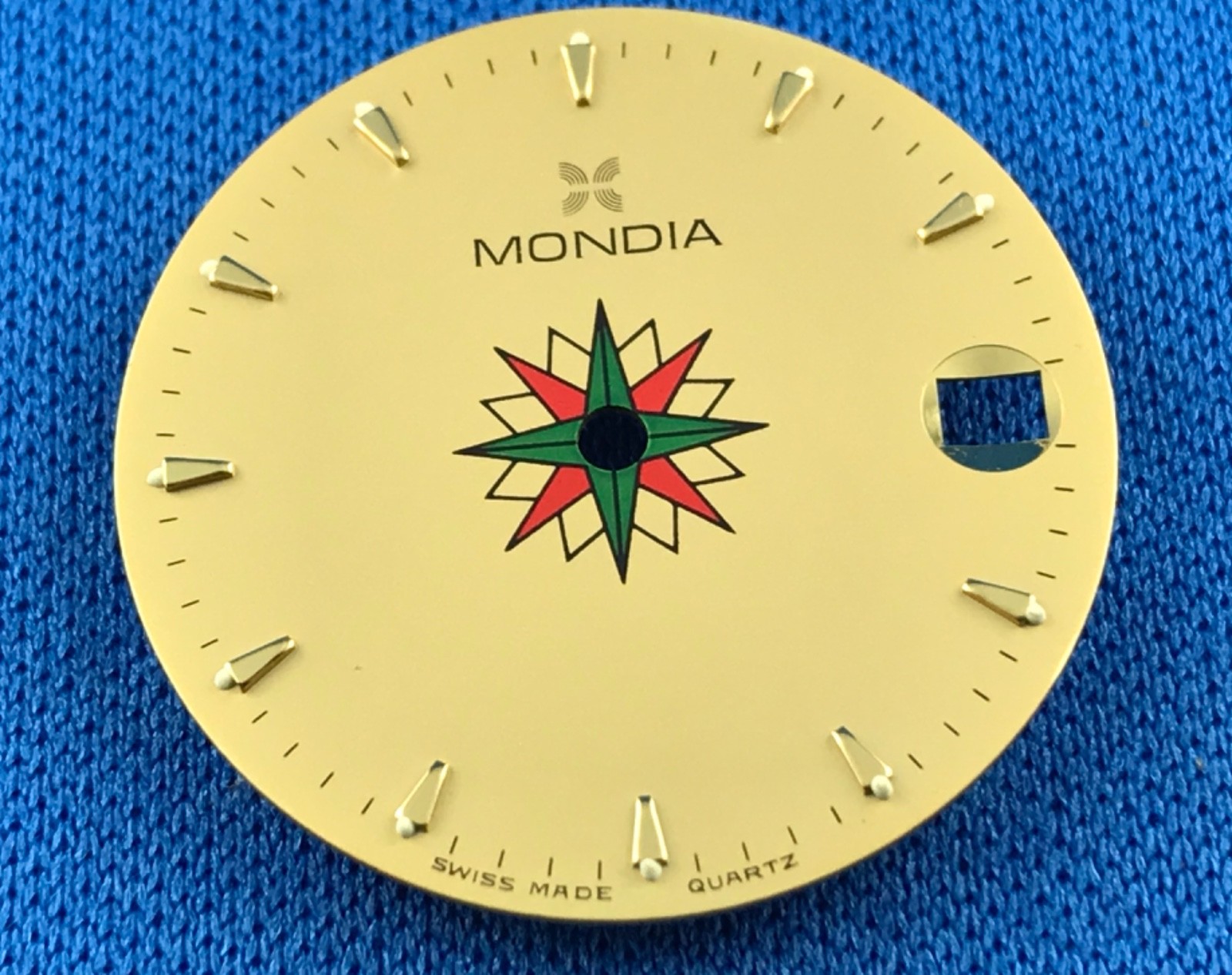MONDIA Wrist Watch Dial Part 24mm -Quartz- Light Dots -Swiss Made- #701