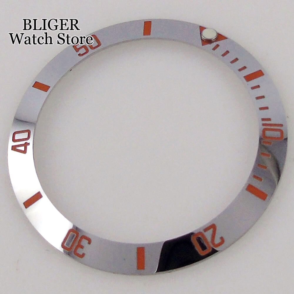 New Slope Silver 38mm*30.6mm Alloy Bezel Insert fit 40mm SUB Case Watch Part