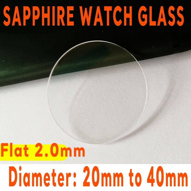 2mm Flat Sapphire Watch Glass 20mm-40mm Round Watch Crystal Lens Mineral Glasses