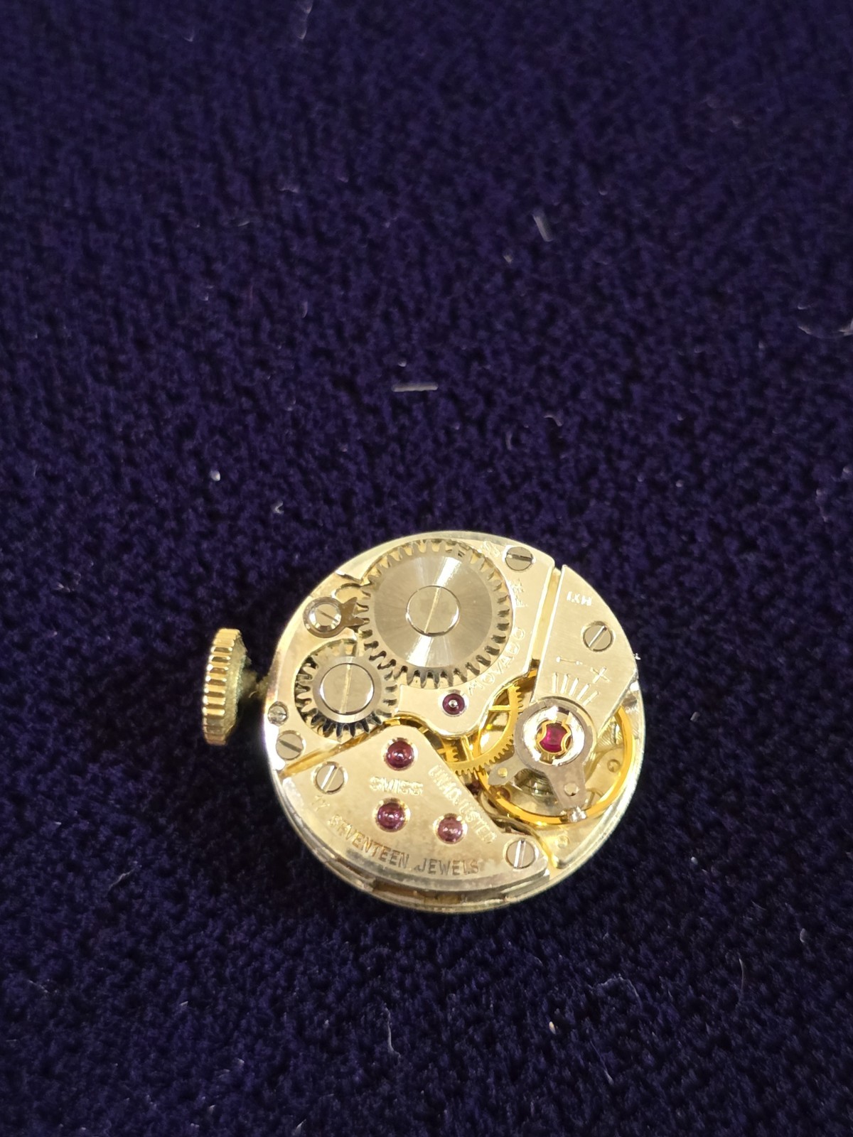 Vintage Movado Running Watch Movement Dial Hands Crown Stem 17J Swiss Woman
