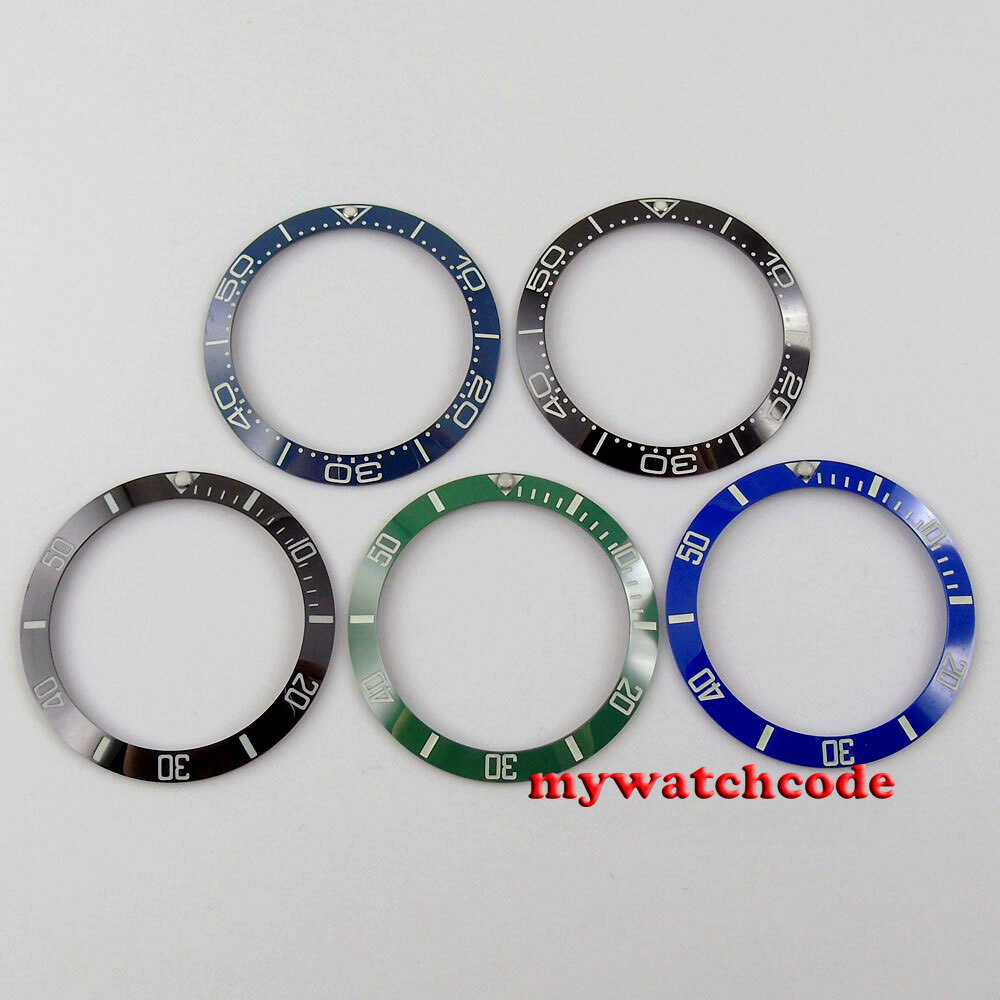38mm black blue green luminous ceramic bezel insert fit for 40mm SUB mens watch