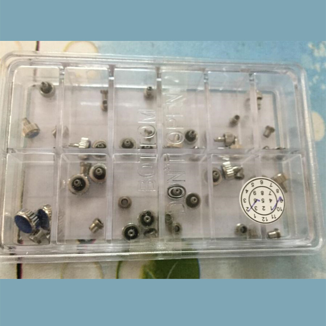 24pcs Silver Stainless Steel Screw Type Crown Watch Crowns&Tube Locking AC-663S