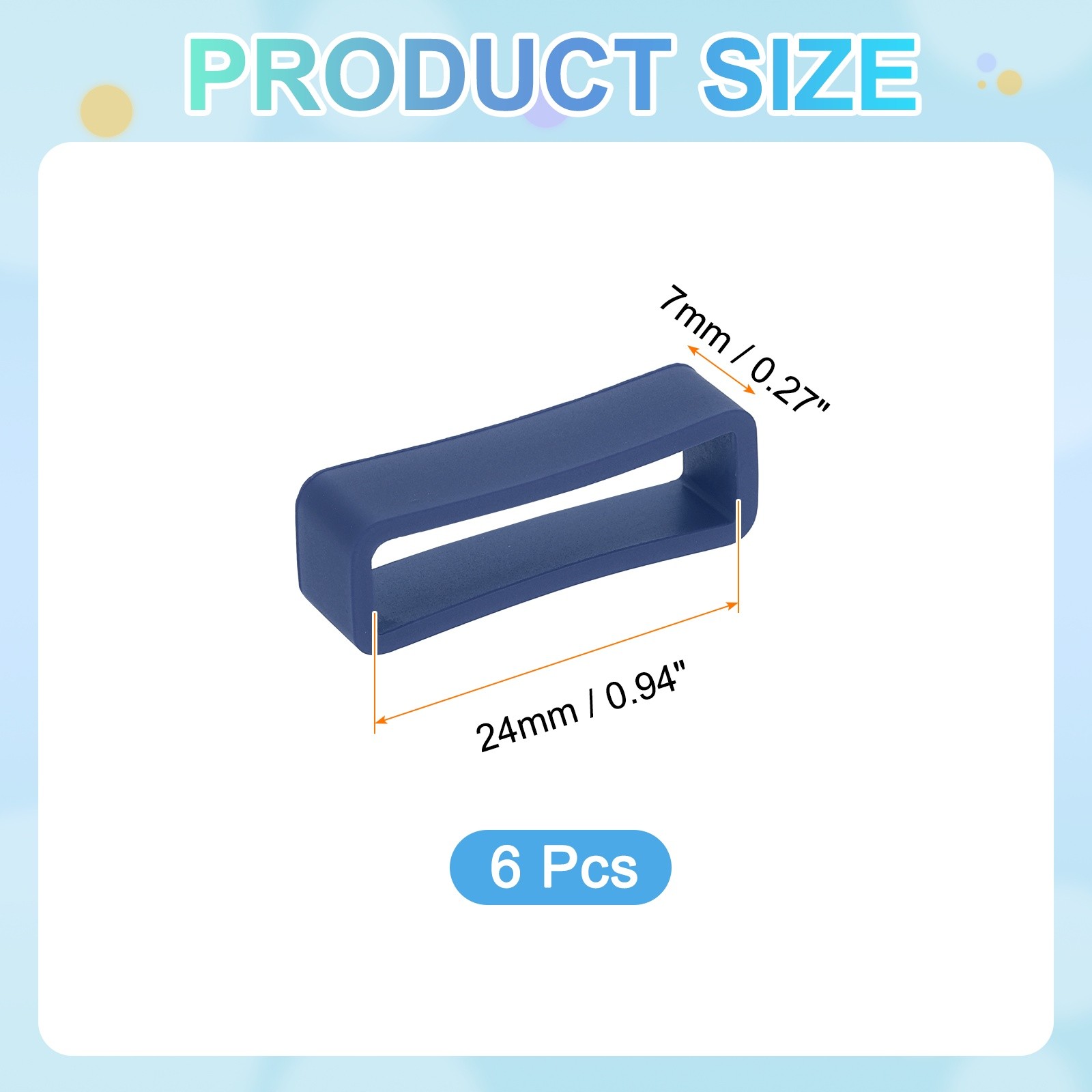 6pcs 20mm Dark Blue Watch Band Loop Silicone Watch Strap Retainer Loop for Watch