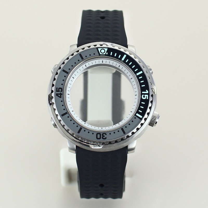 43.3mm Modify Tuna Baby Mod Steel Silver Watch Case+Strap For Seiko NH35 36 NH38