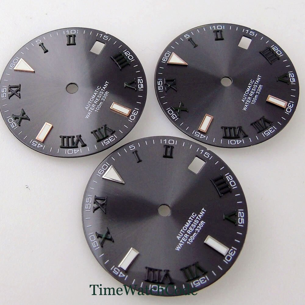 29mm Gray Sunburst Watch Dial Face Accessories for NH35 NH36 Automatic Movement
