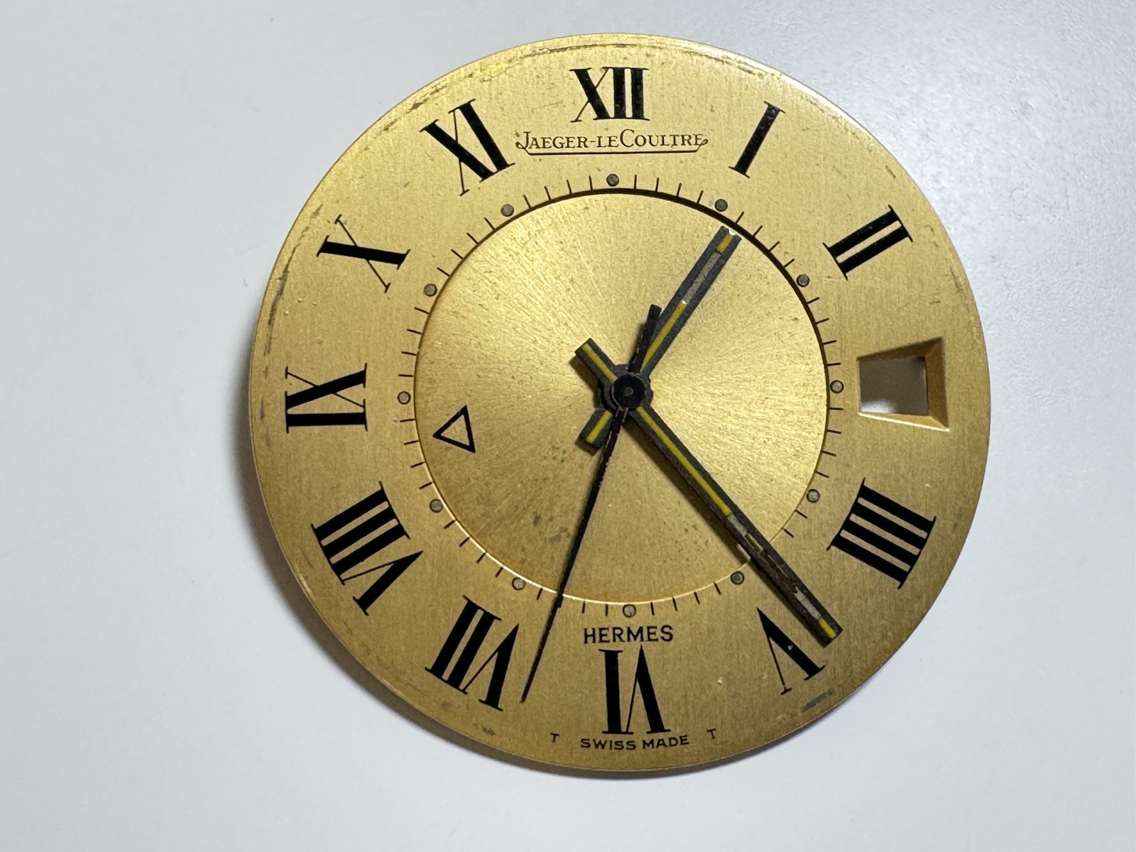 jaeger lecoultre x hermes swiss made alarm dial roman numerals rare collectible
