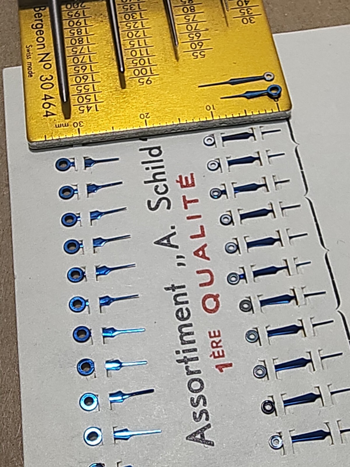 12 Sets Of Pristine Carded NOS AS 340 10-1/2 L Blue Indies Hr/Min Hands 130/70