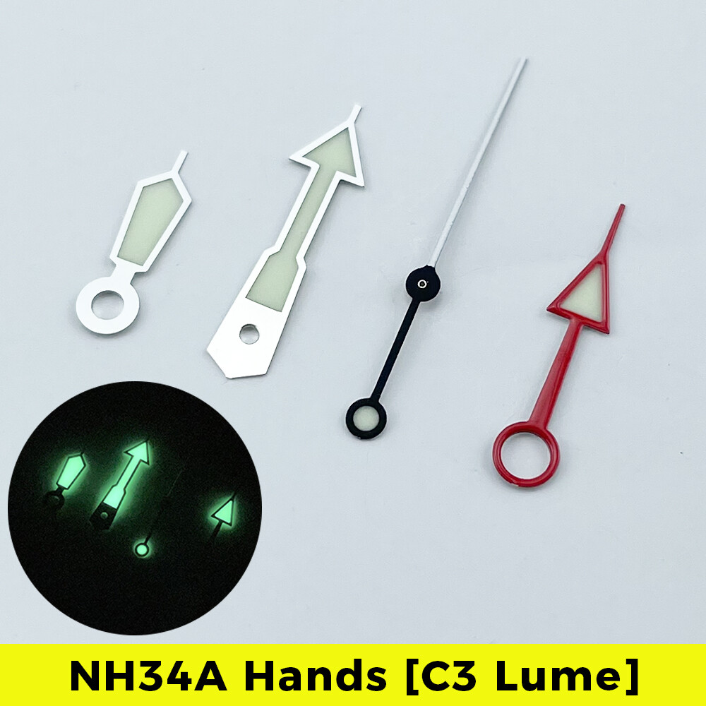 NH34A GMT Hands C3 Lume Blue 4 Hands for SKX007 SKX SSK GMT Mod Red GMT