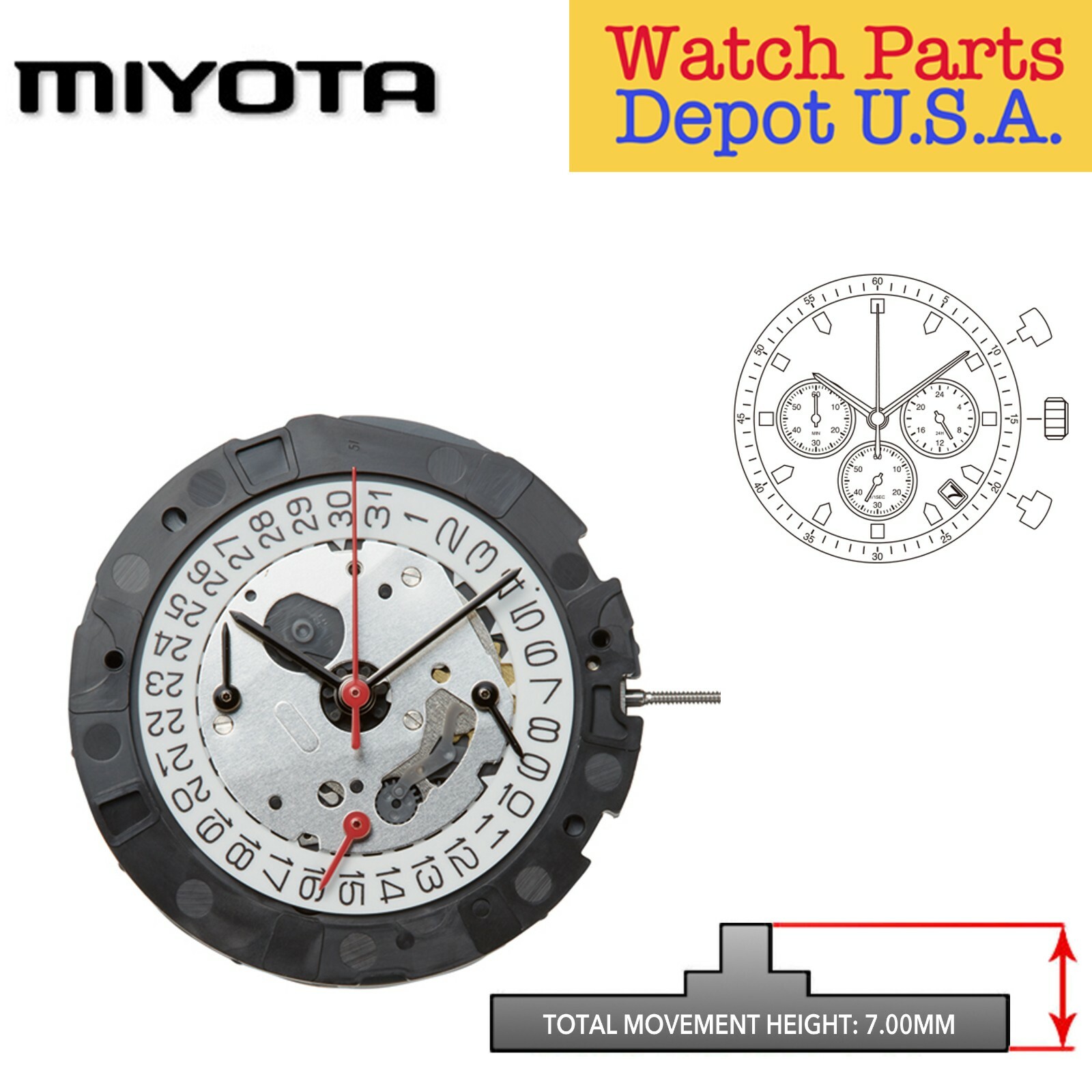 Original Miyota 0S20 Japan Quartz Chronograph Movement (Multiple Variations)
