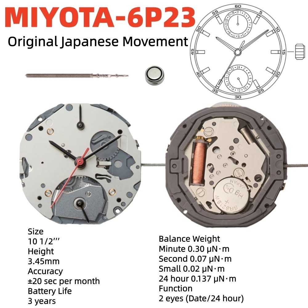 Genuine Miyota 6P00 6P20 6P21 6P23 6P27 6P29 6P28 6P25 6P26 6P24 Watch Movement