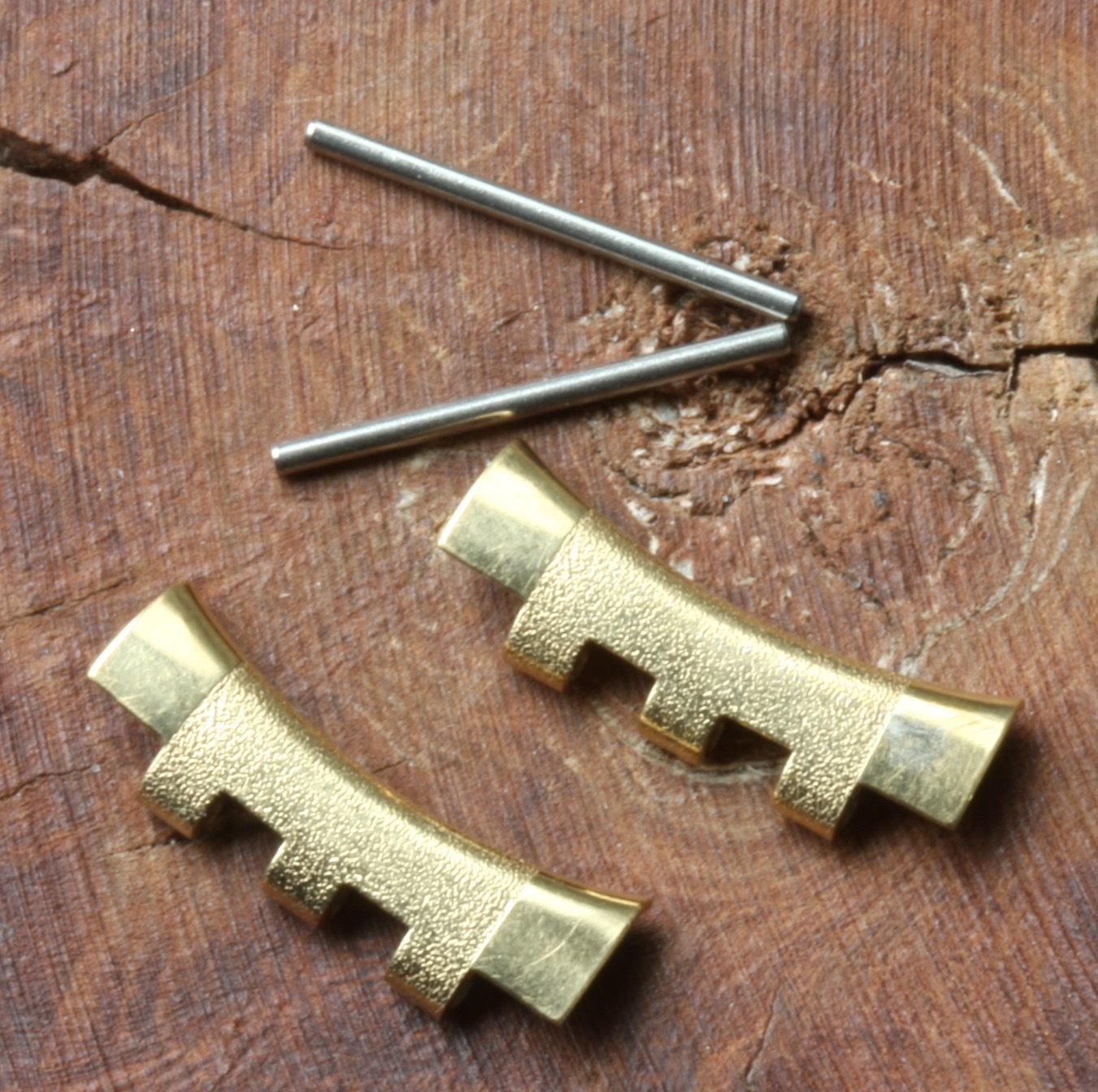 Gold 18mm end piece pair for 7-row NSA Swiss bracelet NSA vintage watch band NOS