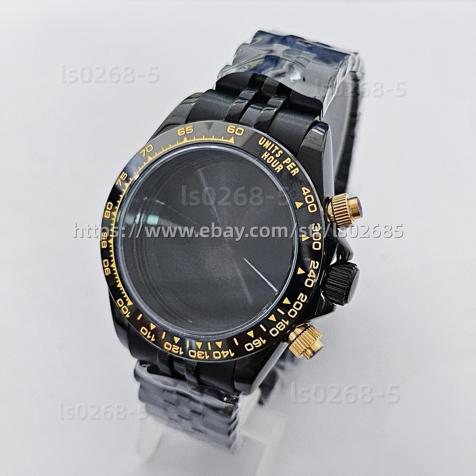 39mm VK63 Case + Steel Bracelet Plated Sapphire Crystal Fit Quartz