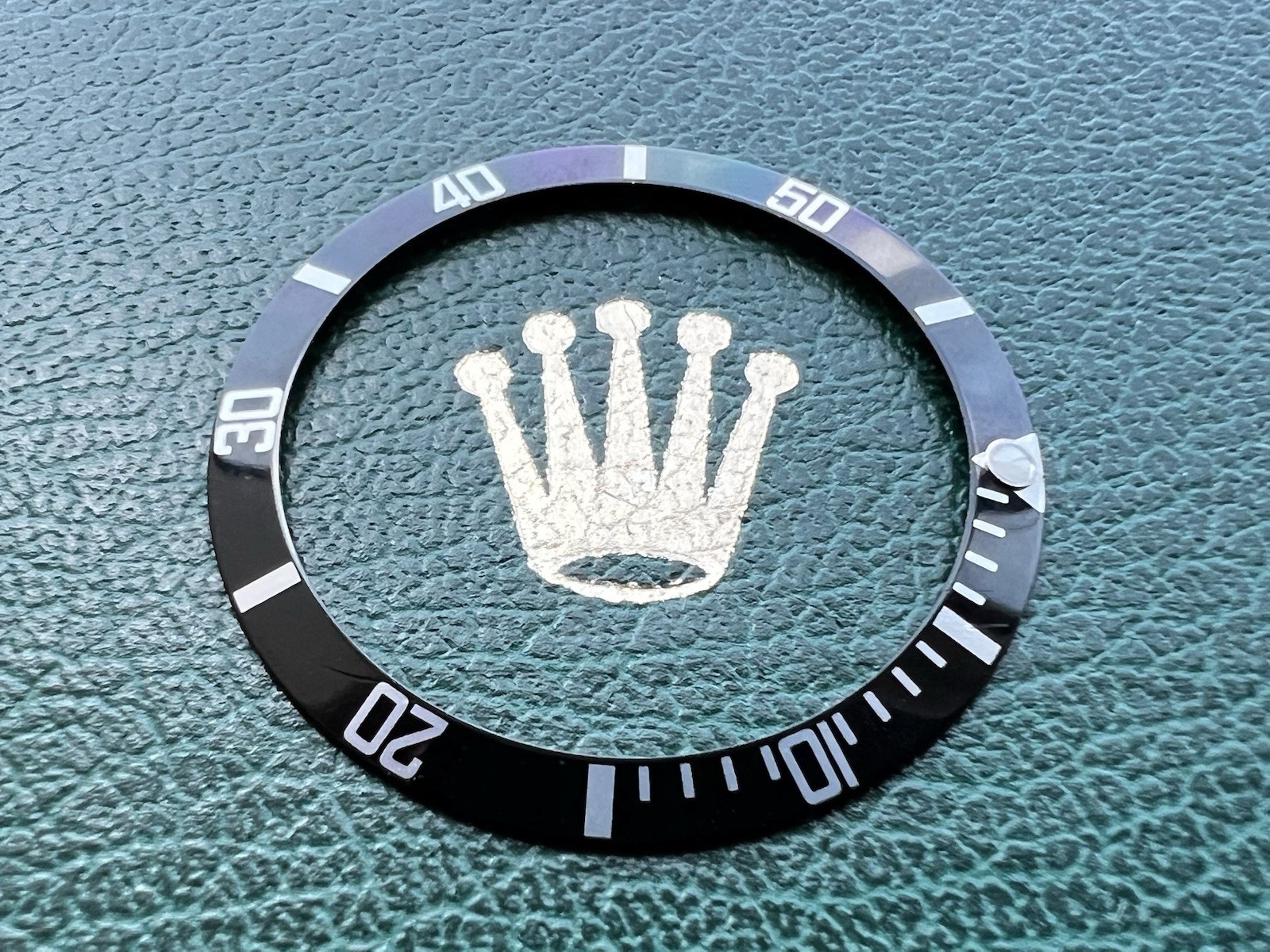 Genuine Rolex Submariner 16610 16800 Pointed 4 Black Watch Bezel Insert OC#1551