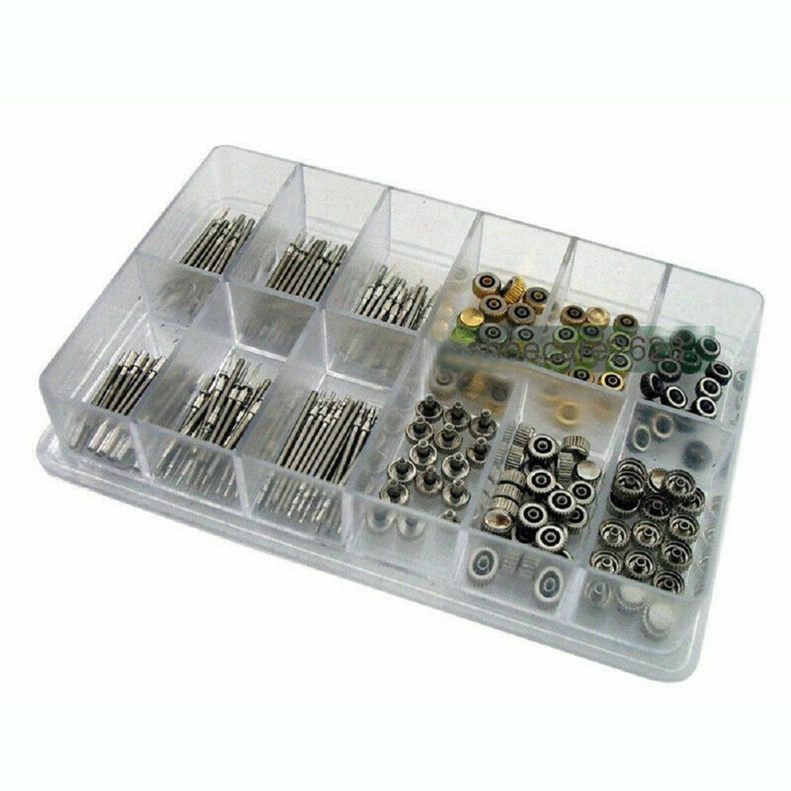 170Pack Stainless Steel Quartz Watch Stem + Crown Assortment Box Set Mutil-Size