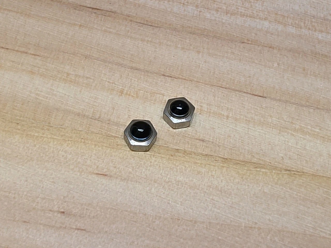 Lot Of 2 NOS Black Cabochon Silver-Tone Wristwatch Crowns Tap 11-4.5mm Diameter