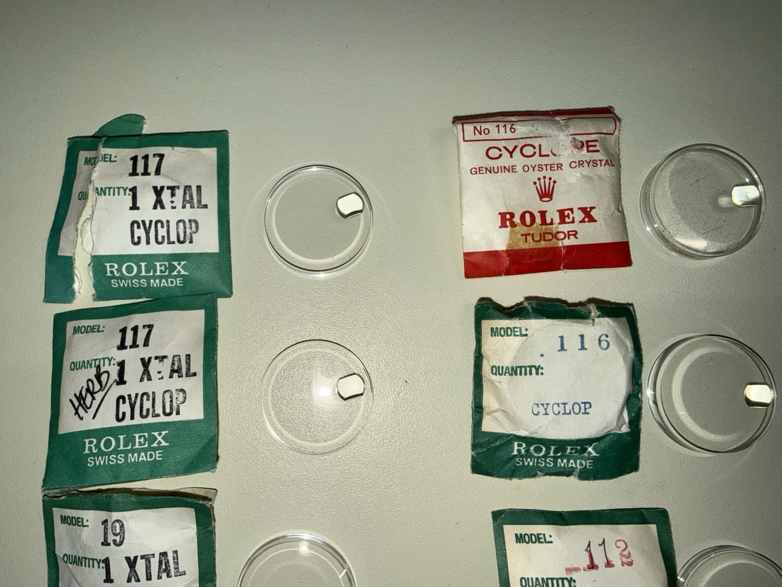 Rolex Crystals and Parts Lots for Watch Movement Repair
