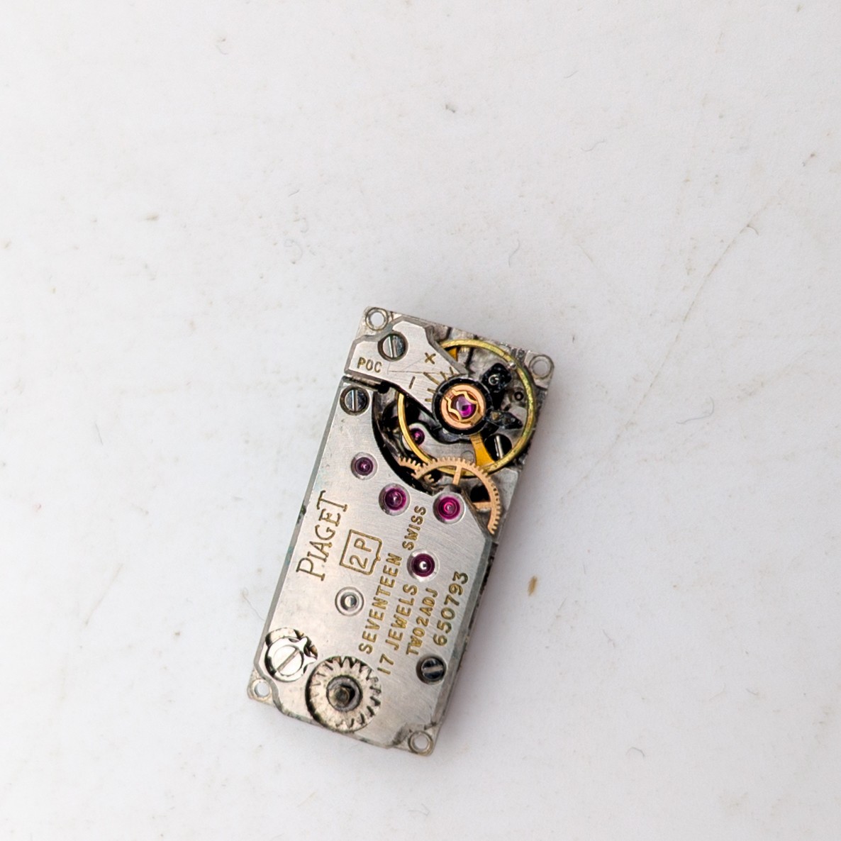 Vtg Piaget 2P Ladies Watch Baguette Movement 17 Jewels 650793 Mechanical Manual