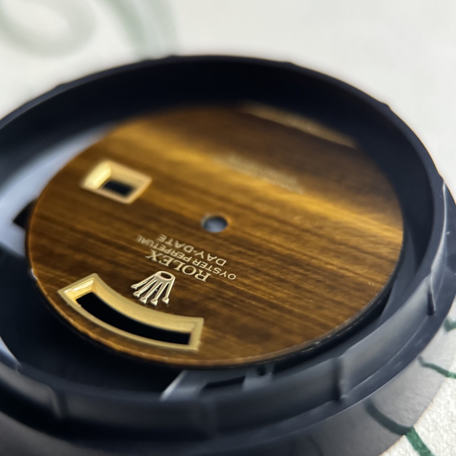 Quickset President Custom Yellow YG Tiger Eye Dial For Rolex 18038 18238 118238