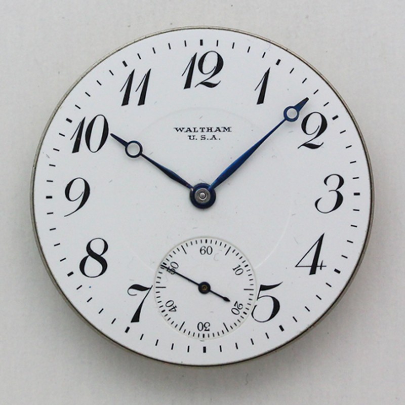 Waltham Grade 625 Model 1908 16 Size Pocket Watch Movement & Enamel Dial ca 1917