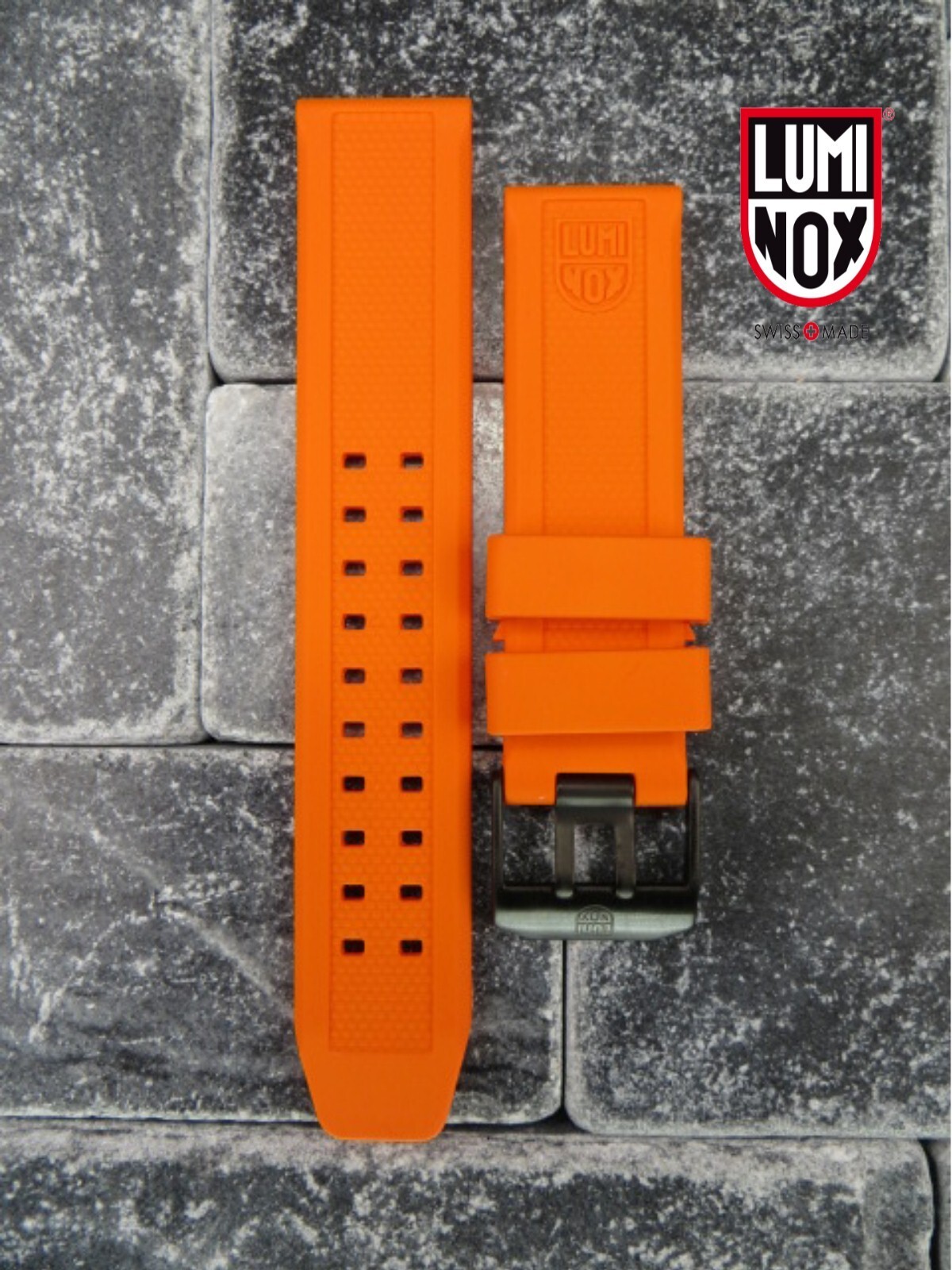 LUMINOX 23mm Rubber Strap EVO Diver Watch Band 3050 3950 Colormark Orange PVD R